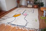 Alfombra de lana az02 azilal blanca con diseños
