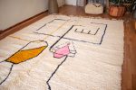 Alfombra de lana az02 azilal blanca con diseños