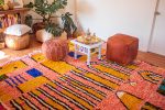 Alfombra de lana az10 azilal naranja con diseños