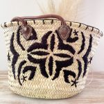 Bolso Cesta de Doum con diseños negros