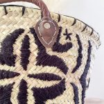 Bolso Cesta de Doum con diseños negros