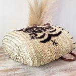 Bolso Cesta de Doum con diseños negros