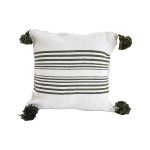 cojin-de-algodon-blanco-con-lineas-y-pompones-verdes-1