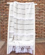Handira Blanca Simple Marroquí 180x280 cm , Manta de Boda Bereber