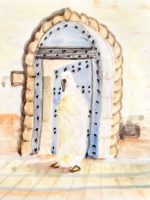 plato-pintado-a-mano---mujer-en-chefchaouen-3